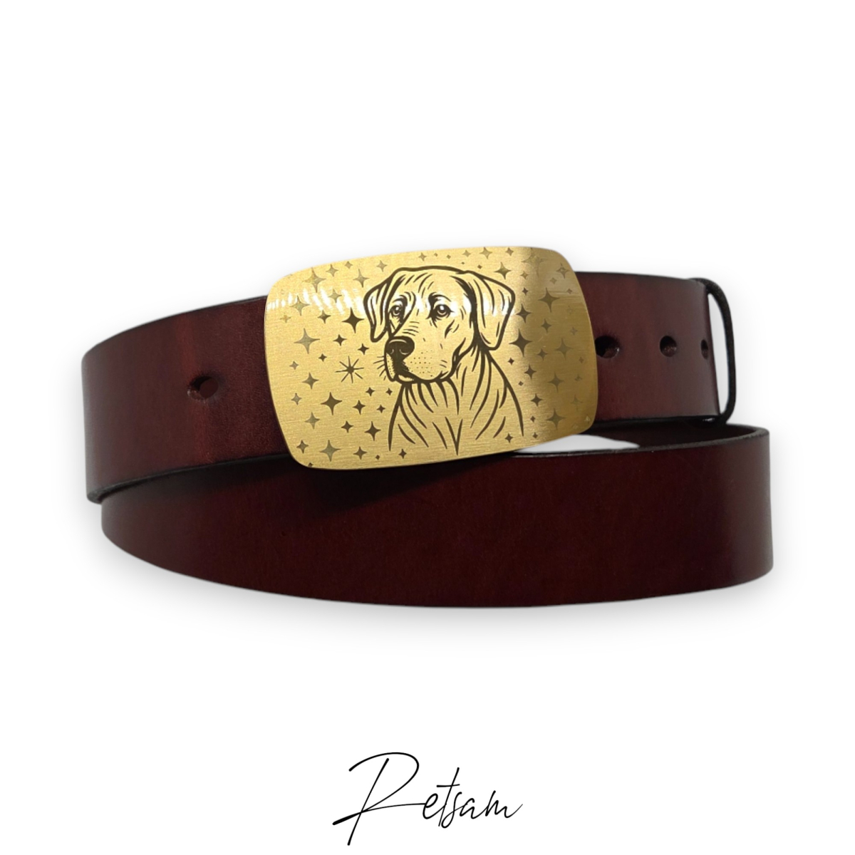 Gürtel mit Gürtelschnalle Wechselschnalle Messing Rhodesian Ridgeback 40er - Einzelstück