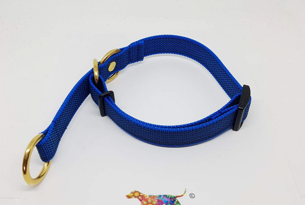 Halsband "Zugstop" Messing gummiert verstellbar