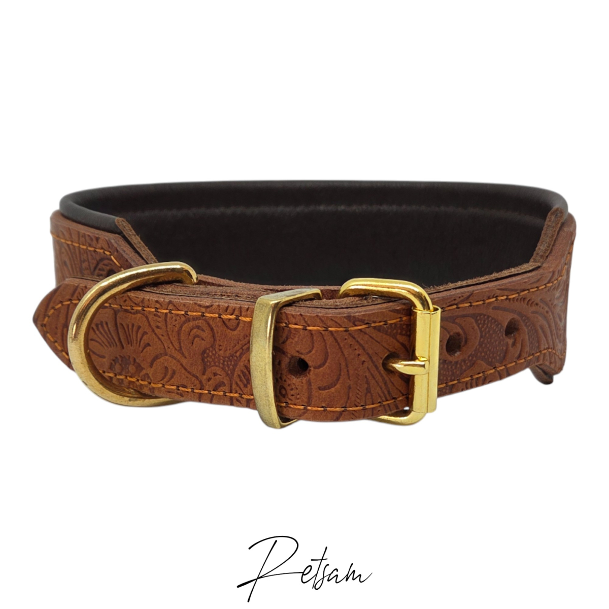 Flower Halsband, verjüngt, Messingbeschlag