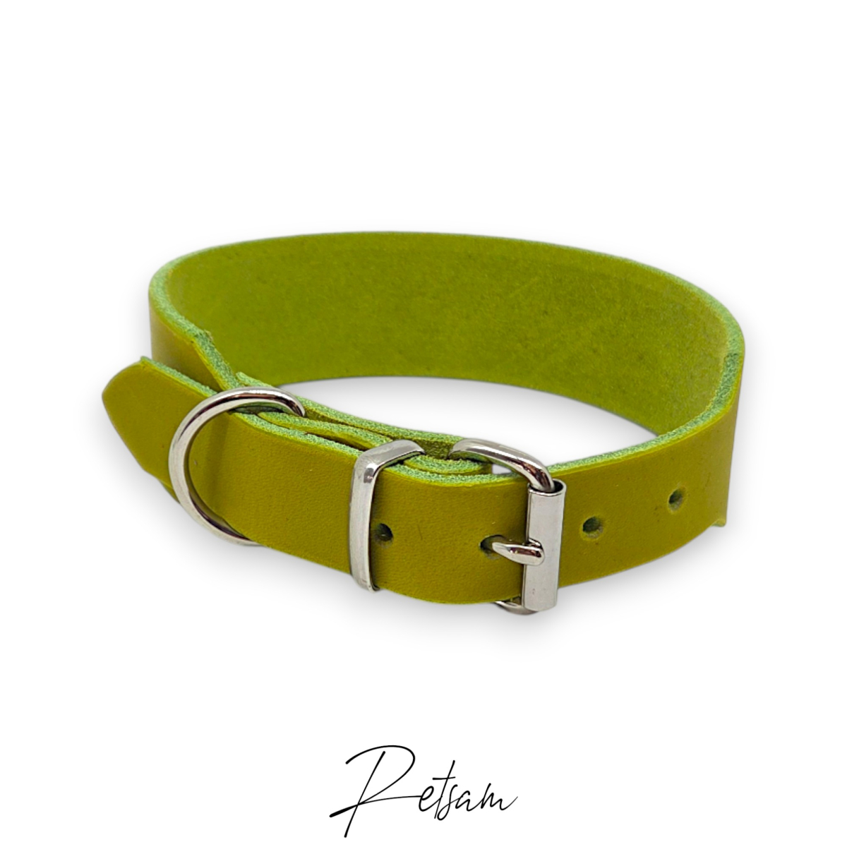 Fettleder Halsband verjüngt Edelstahl Rollschnalle 40/25 - zeitlos