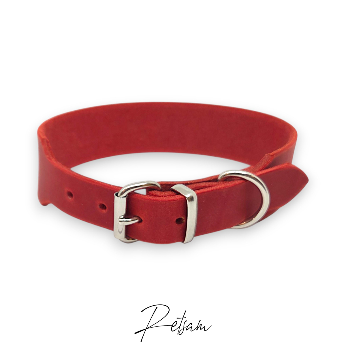 Fettleder Halsband verjüngt Edelstahl Rollschnalle 40/25 - zeitlos