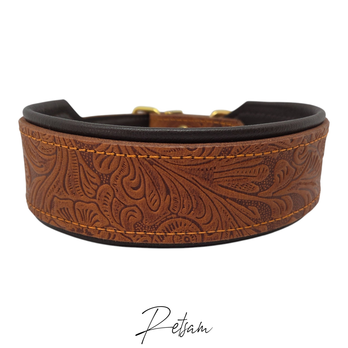 Flower Halsband, verjüngt, Messingbeschlag