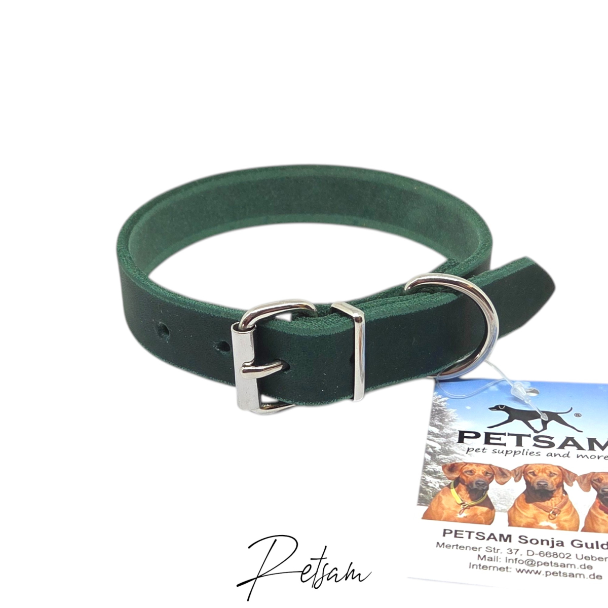Fettleder Halsband Rollschnalle Edelstahl - zeitlos
