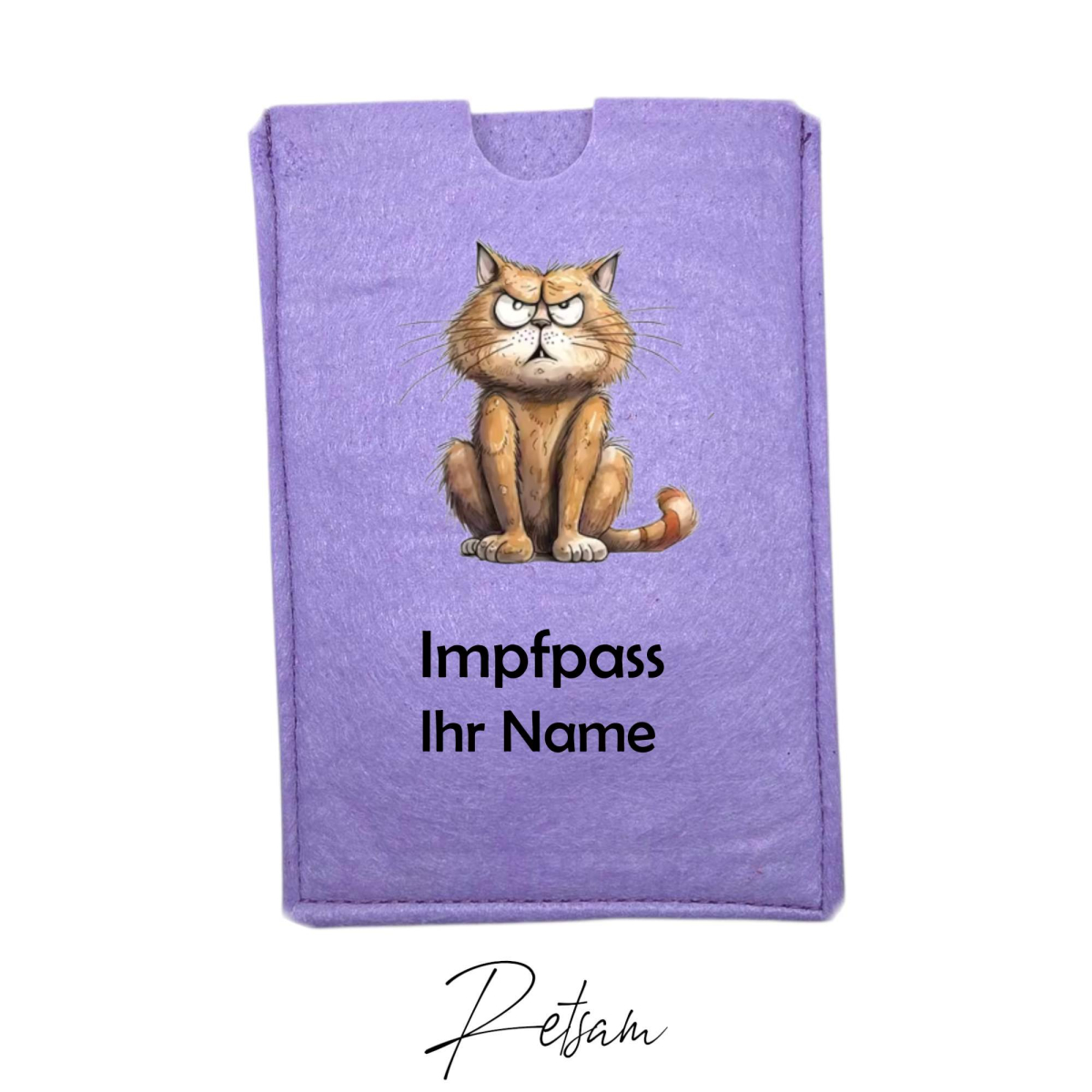 Impfpass-Hülle Filz Katze Flieder / Ihr Name