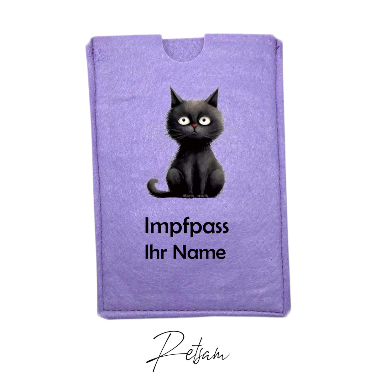 Impfpass-Hülle Filz Katze Flieder / Ihr Name