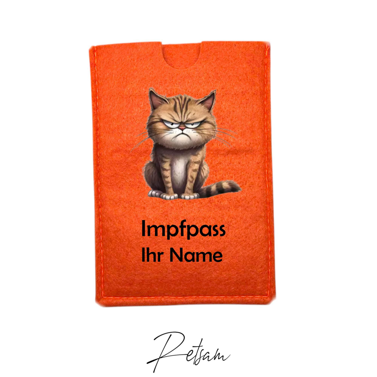 Impfpass-Hülle Filz Katze Orange / Ihr Name
