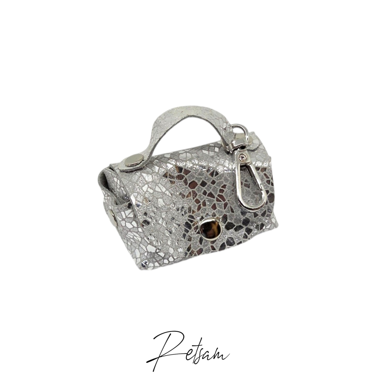Kacktüten-Tasche weißsilber Leder (84)