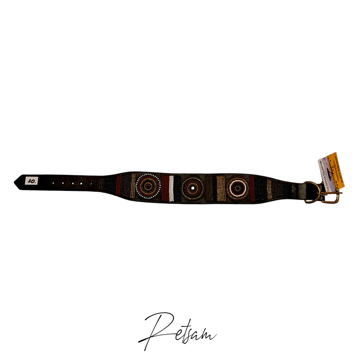 Massai Halsband Kenyan Collection (10) Leder-Perlenhalsband, Handarbeit NEU - Einzelstück