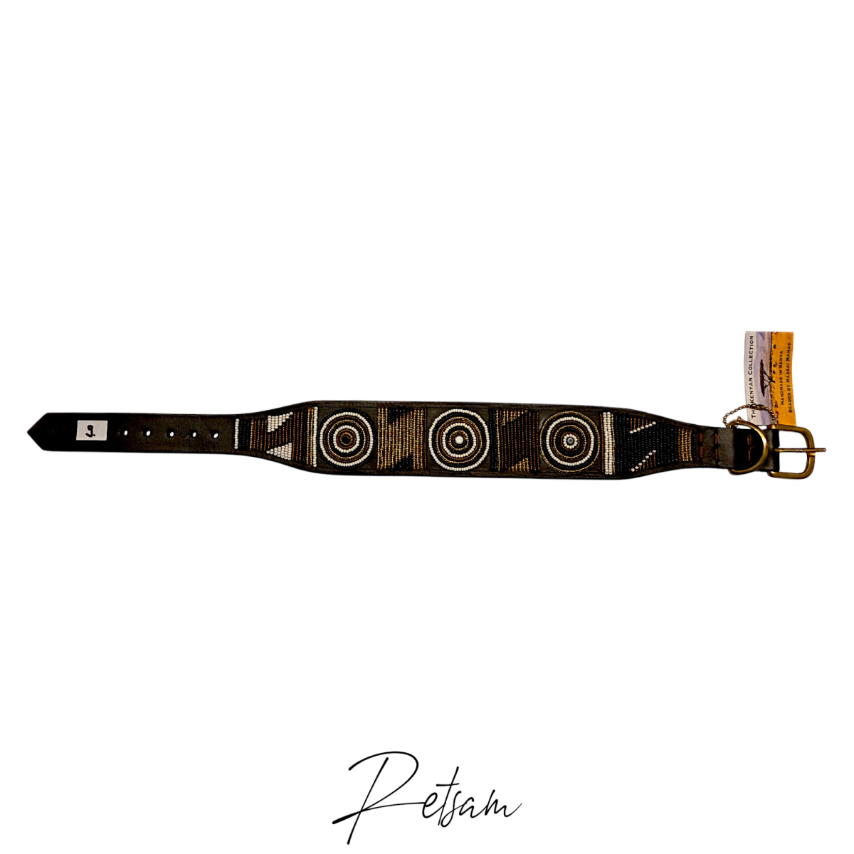 Massai Halsband Kenyan Collection (9) Leder-Perlenhalsband, Handarbeit NEU - Einzelstück