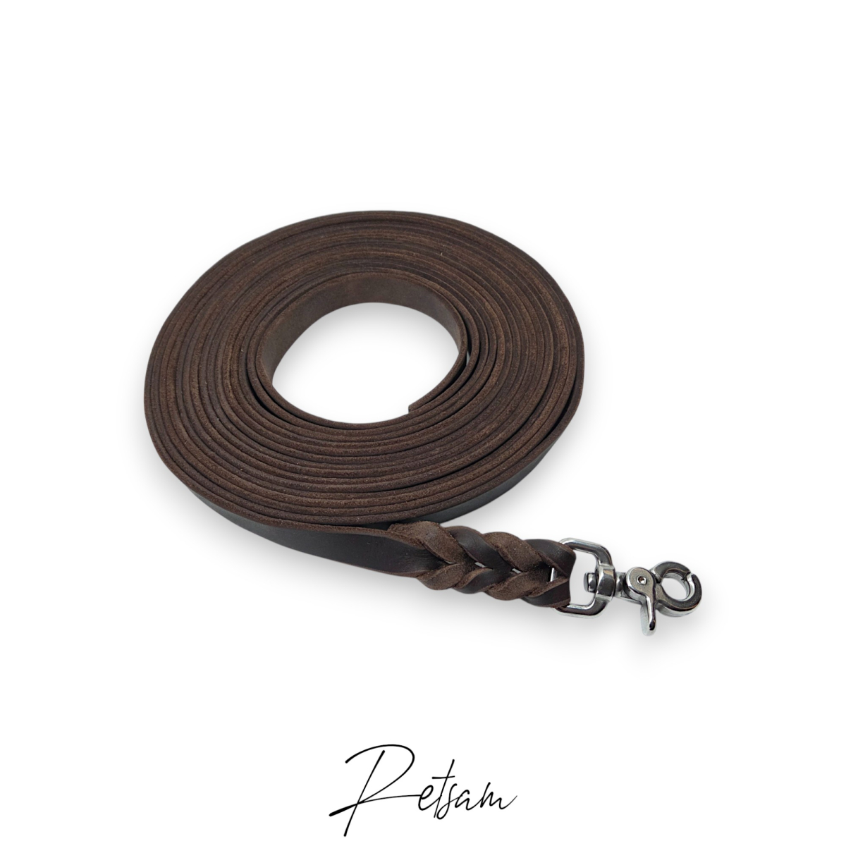 Trailingleine 7,5m Länge Fettleder *ohne* Handschlaufe & Scherenkarabiner Edelstahl Mantrailing