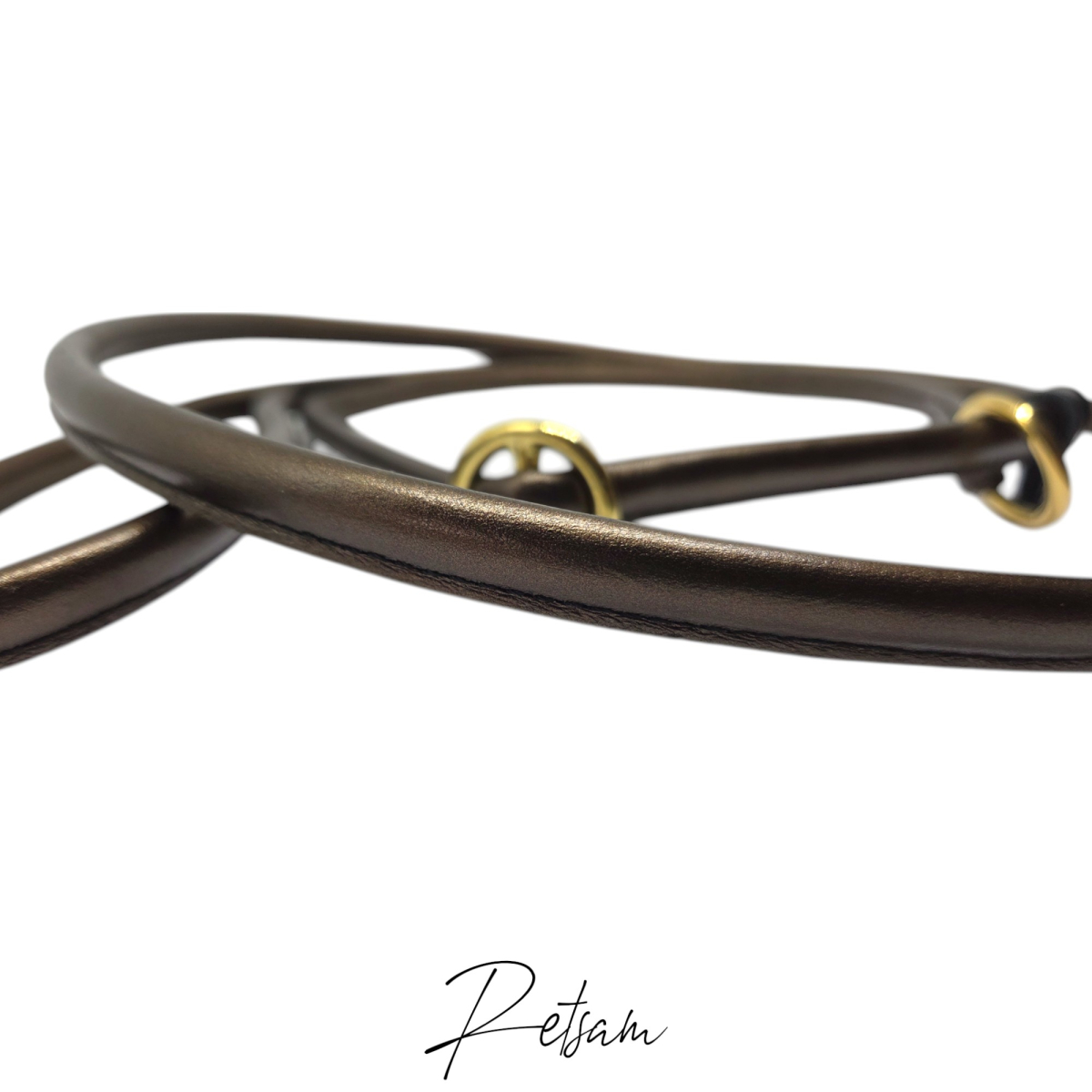 Moxonleine Agilityleine Leder, rundgenäht aus einem Stück, Retrieverleine Braun-Bronze