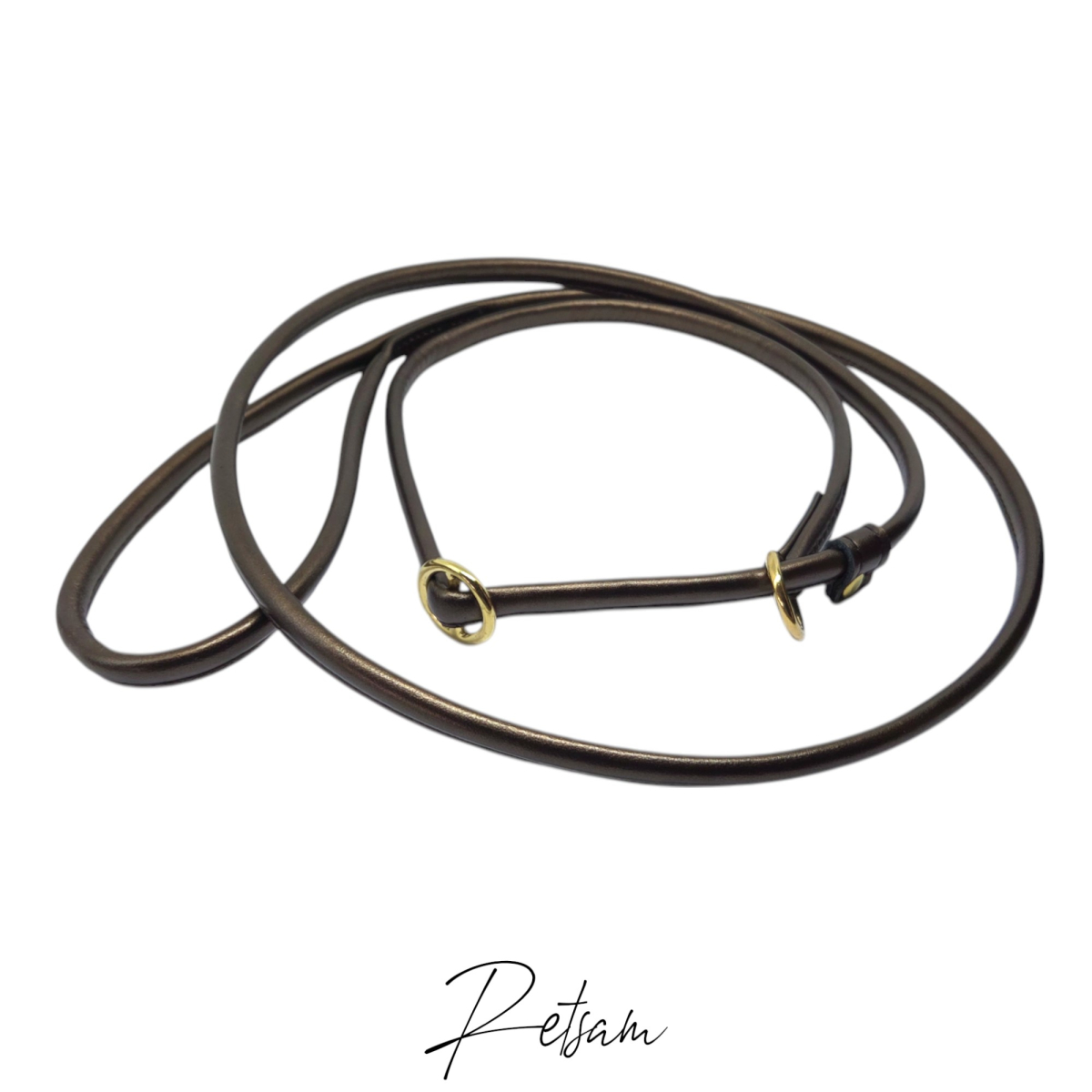 Moxonleine Agilityleine Leder, rundgenäht aus einem Stück, Retrieverleine Braun-Bronze