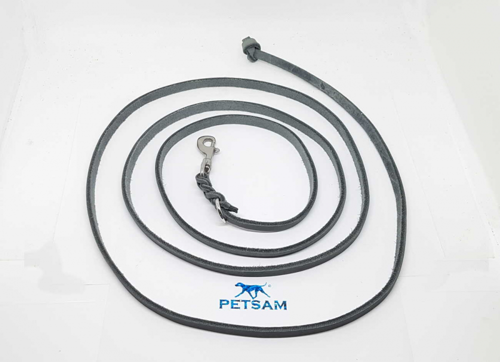 Fettlederleine Verlängerungsleine 2in1 Silber Beschlag 2,30m Karabiner