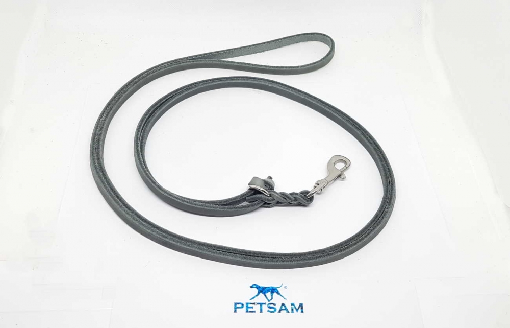 Fettlederleine Verlängerungsleine 2in1 Schwarzer Beschlag 2,30m Karabiner