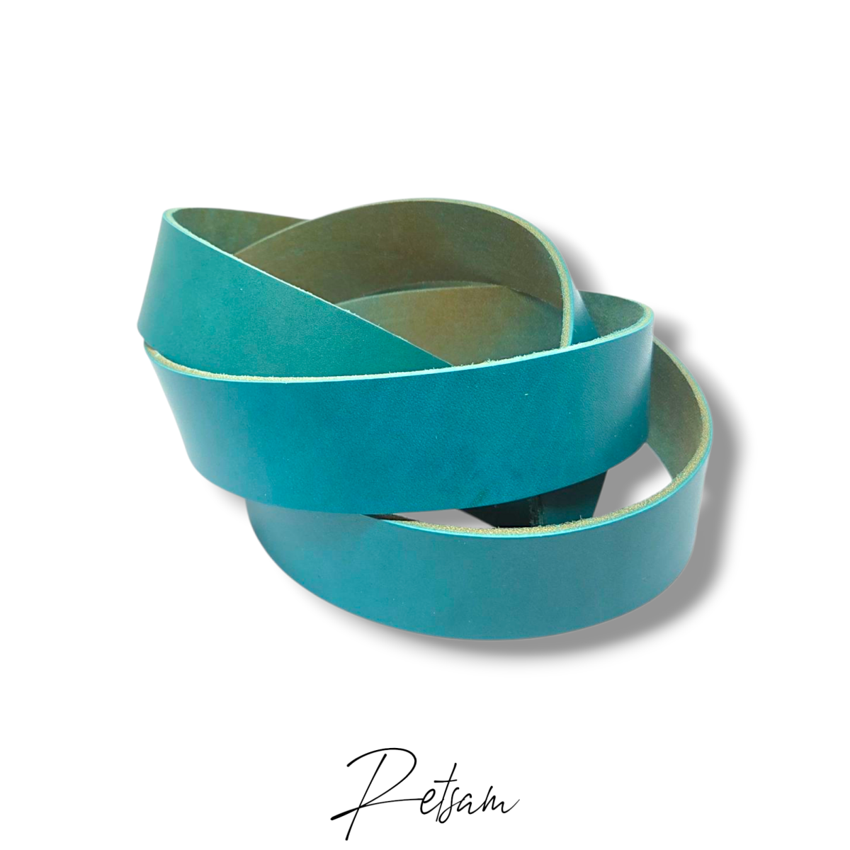 Vegetabil gegerbter Vollrind-Lederriemen Kobel Türkis - Premiumqualität Gürtel