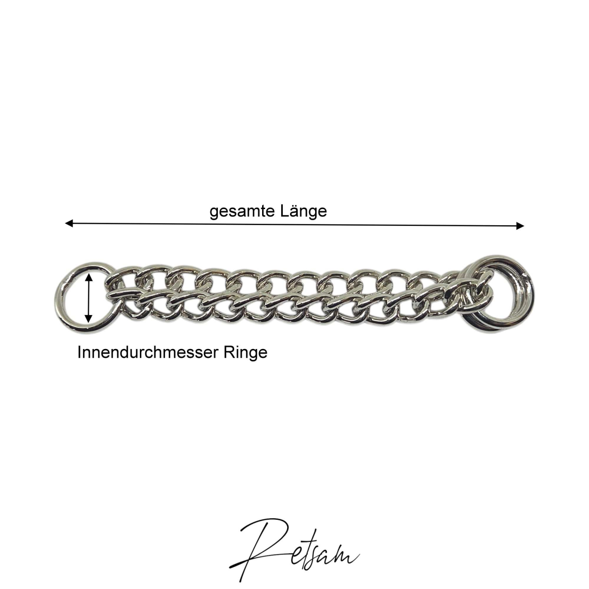Silber Zugstopkette 15mm O-Ringe (11) Hochglanz verchromt