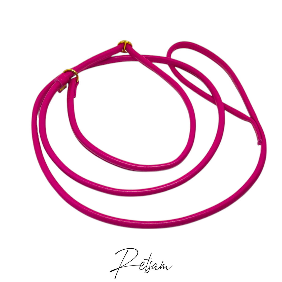Moxonleine Agilityleine Leder, rundgenäht aus einem Stück, Retrieverleine crazy pink