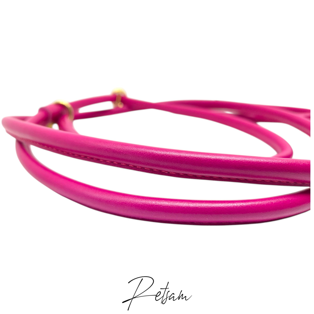 Moxonleine Agilityleine Leder, rundgenäht aus einem Stück, Retrieverleine crazy pink
