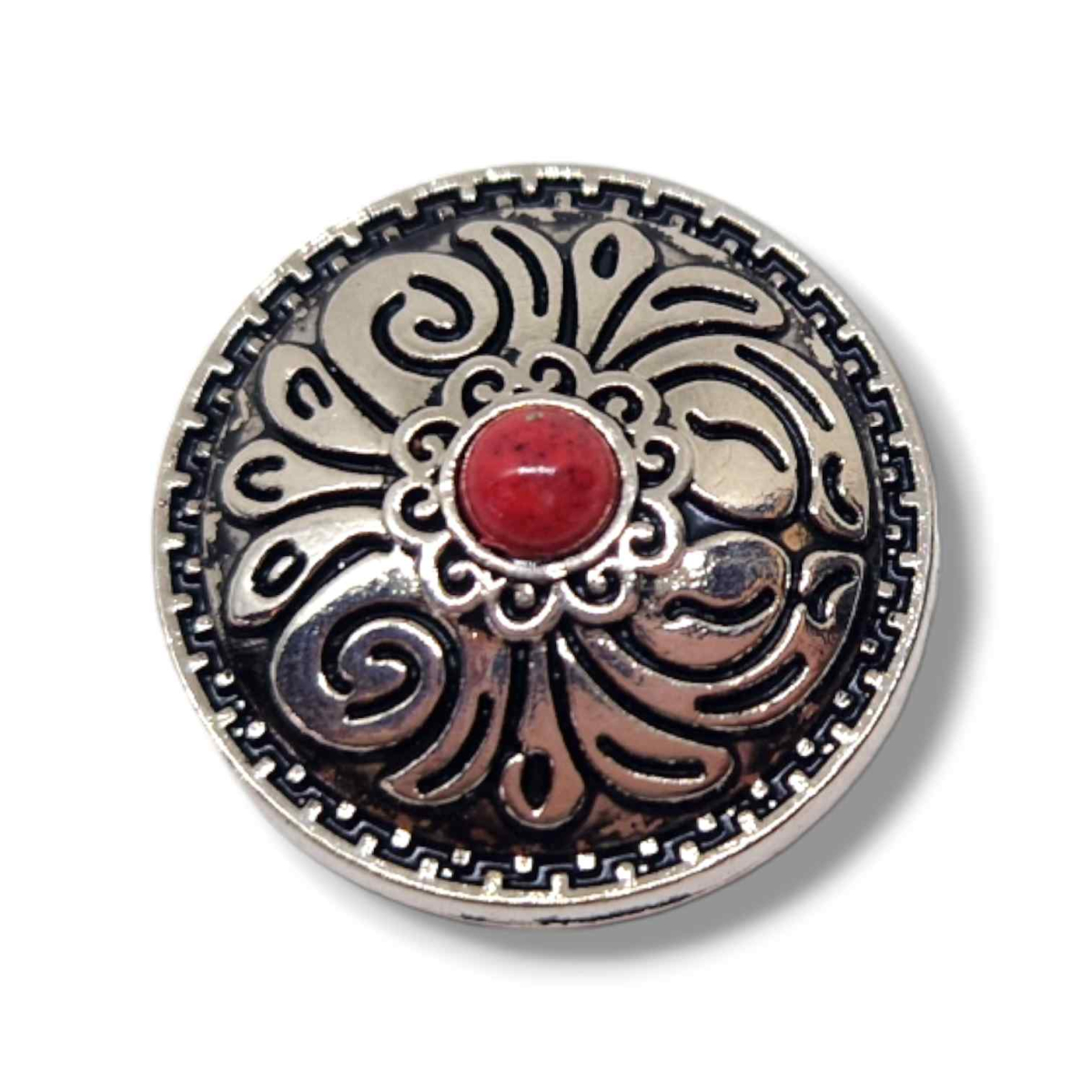 Concho Feder Silber Rot 25mm (15)