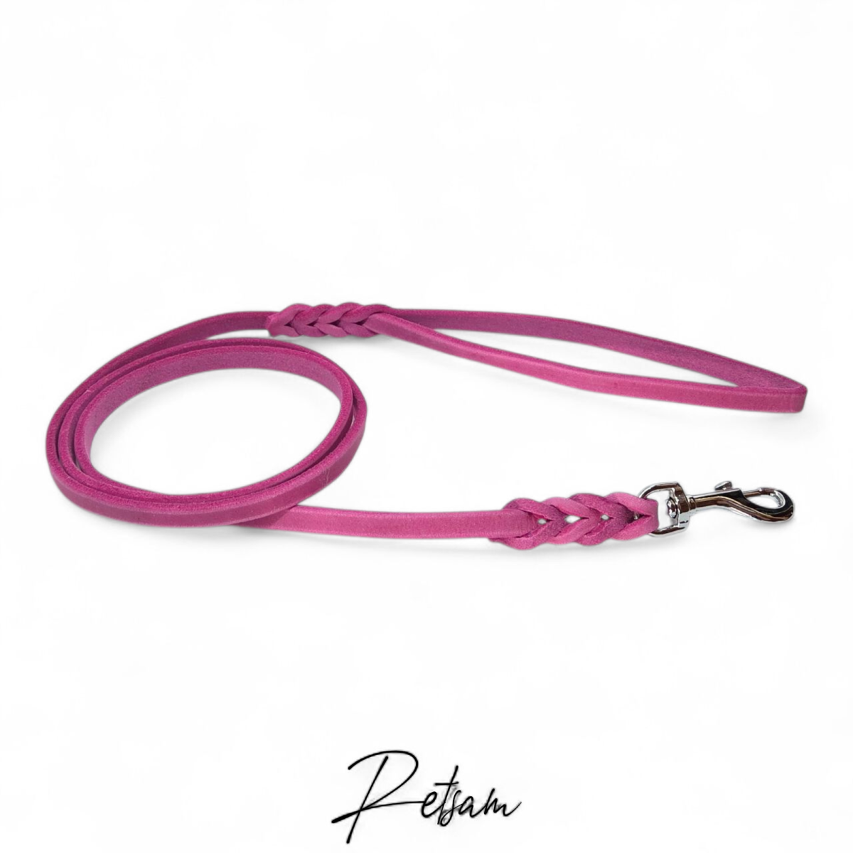 Fettlederleine, 1m Länge, Silber Karabiner MIT Handschlaufe