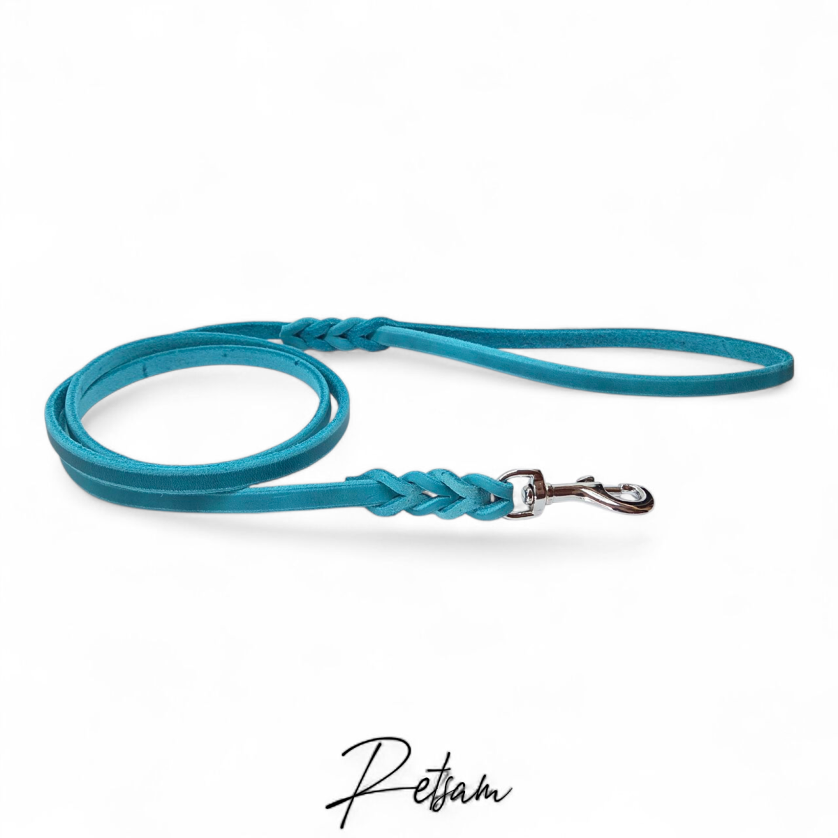 Fettlederleine, 1,35m Länge, Silber Karabiner MIT Handschlaufe