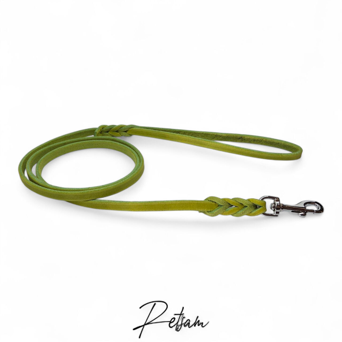 Fettlederleine, 1,5m Länge, Silber Karabiner MIT Handschlaufe