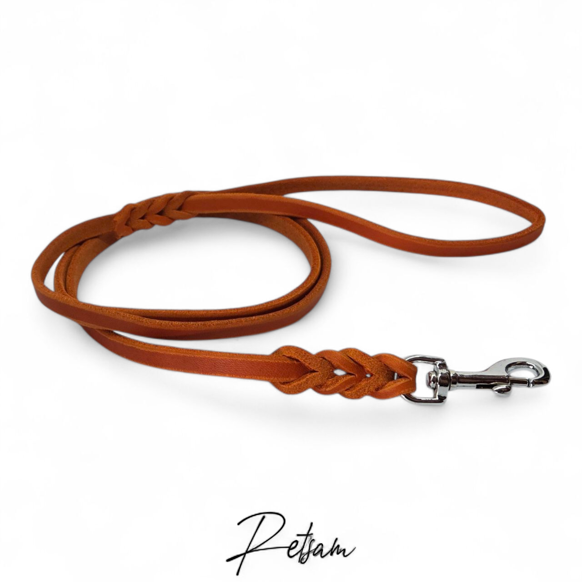 Fettlederleine, 1,35m Länge, Silber Karabiner MIT Handschlaufe