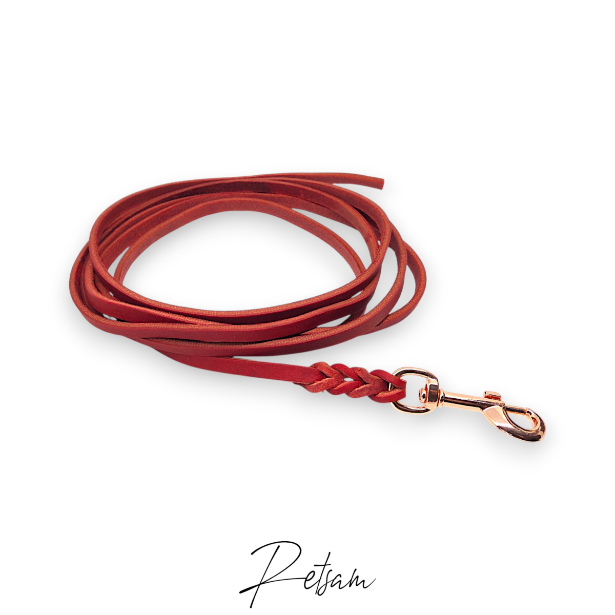 Fettlederleine, 3m Länge, Rosegold Karabiner ohne Handschlaufe