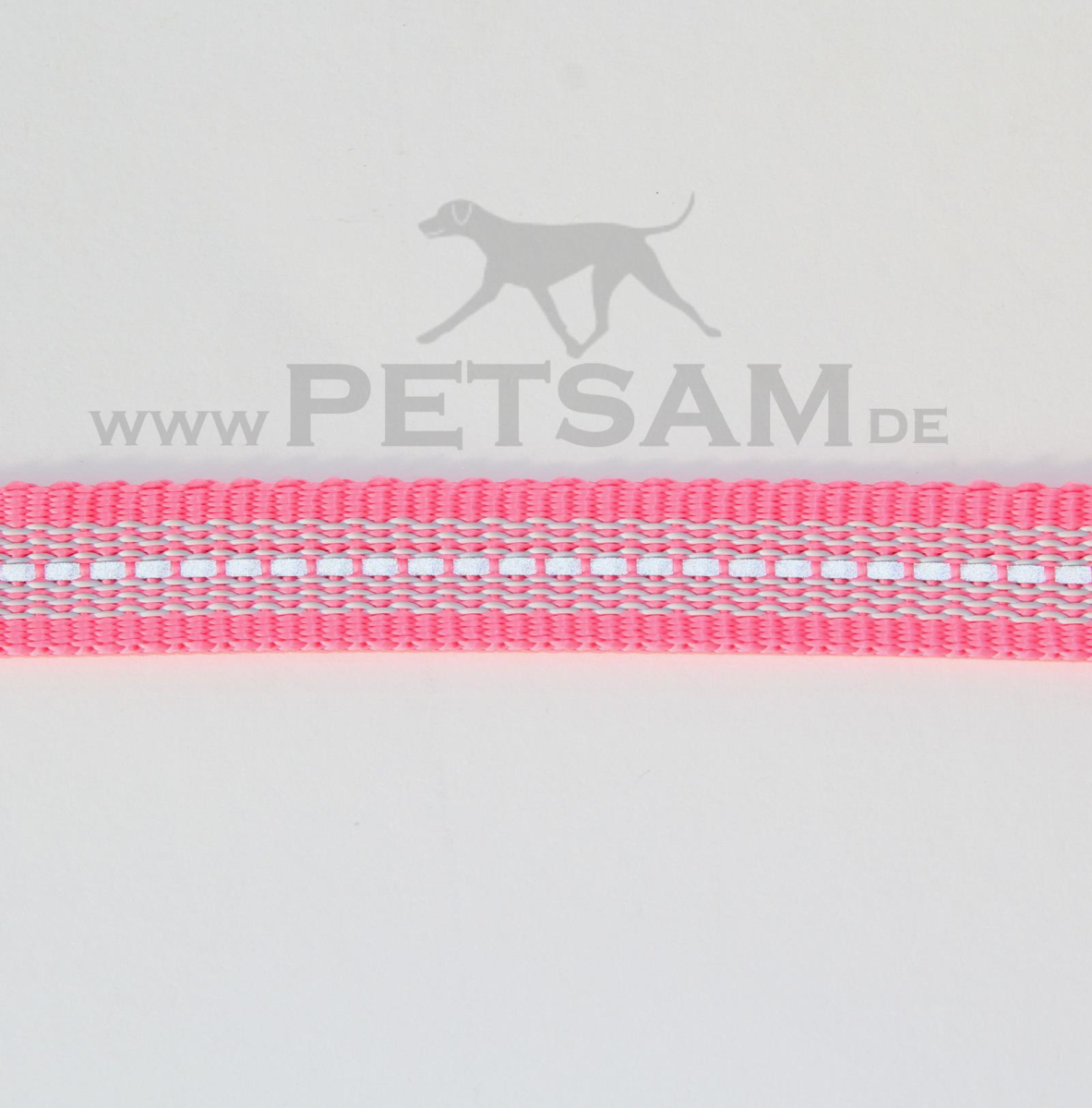 REFLEX gummierte Meterware 20mm pink, silberner Reflexstreifen, 6 Gummifäden