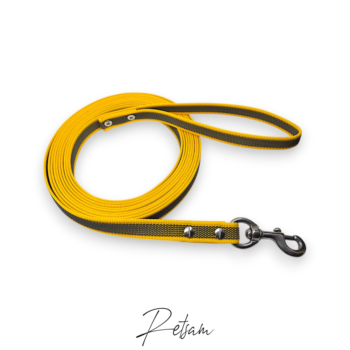 Gummierte Sportleine 8,00m geschraubt Edelstahl Karabiner MIT Handschlaufe runde Öse Schleppleine