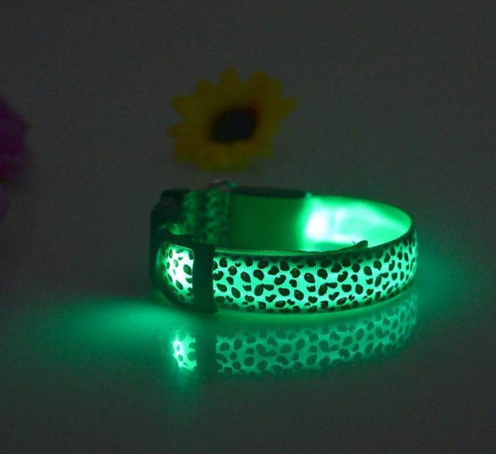 LED-Halsband grün Leopard (Batterie)