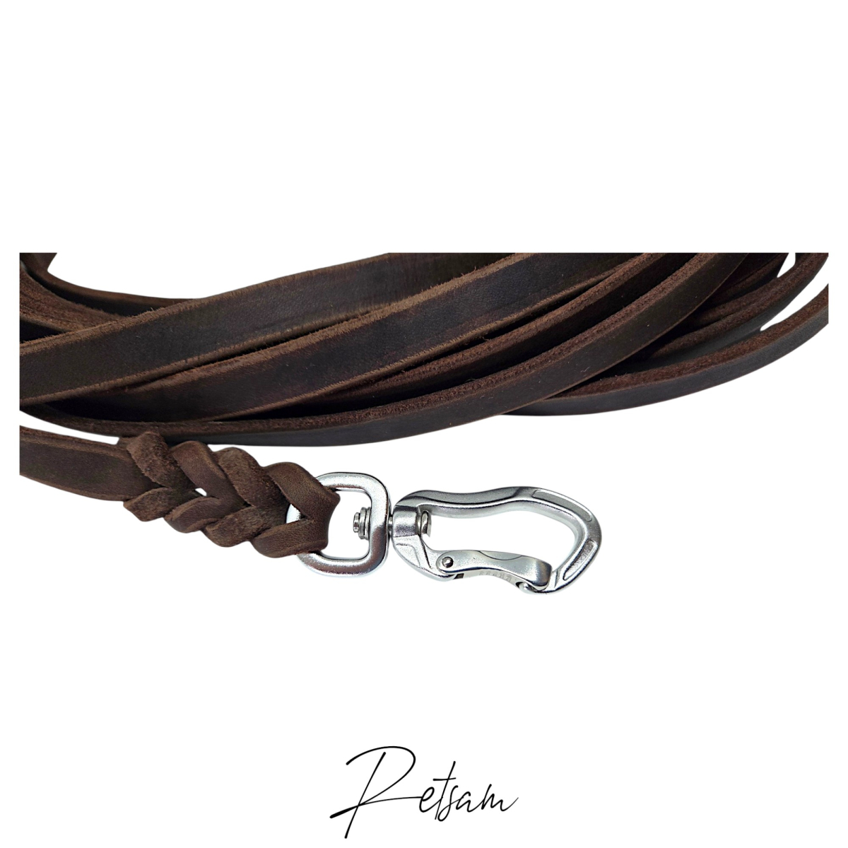 Trailingleine 7,5m Länge Mantrailing Fettleder & Sicherheitshaken Aluminium ohne Handschlaufe