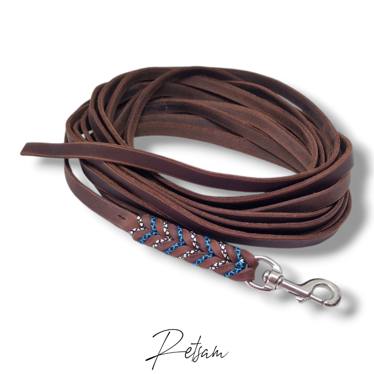 Paracord Trailingleine 7,5m Länge Fettleder & Messingbeschlag Mantrailing