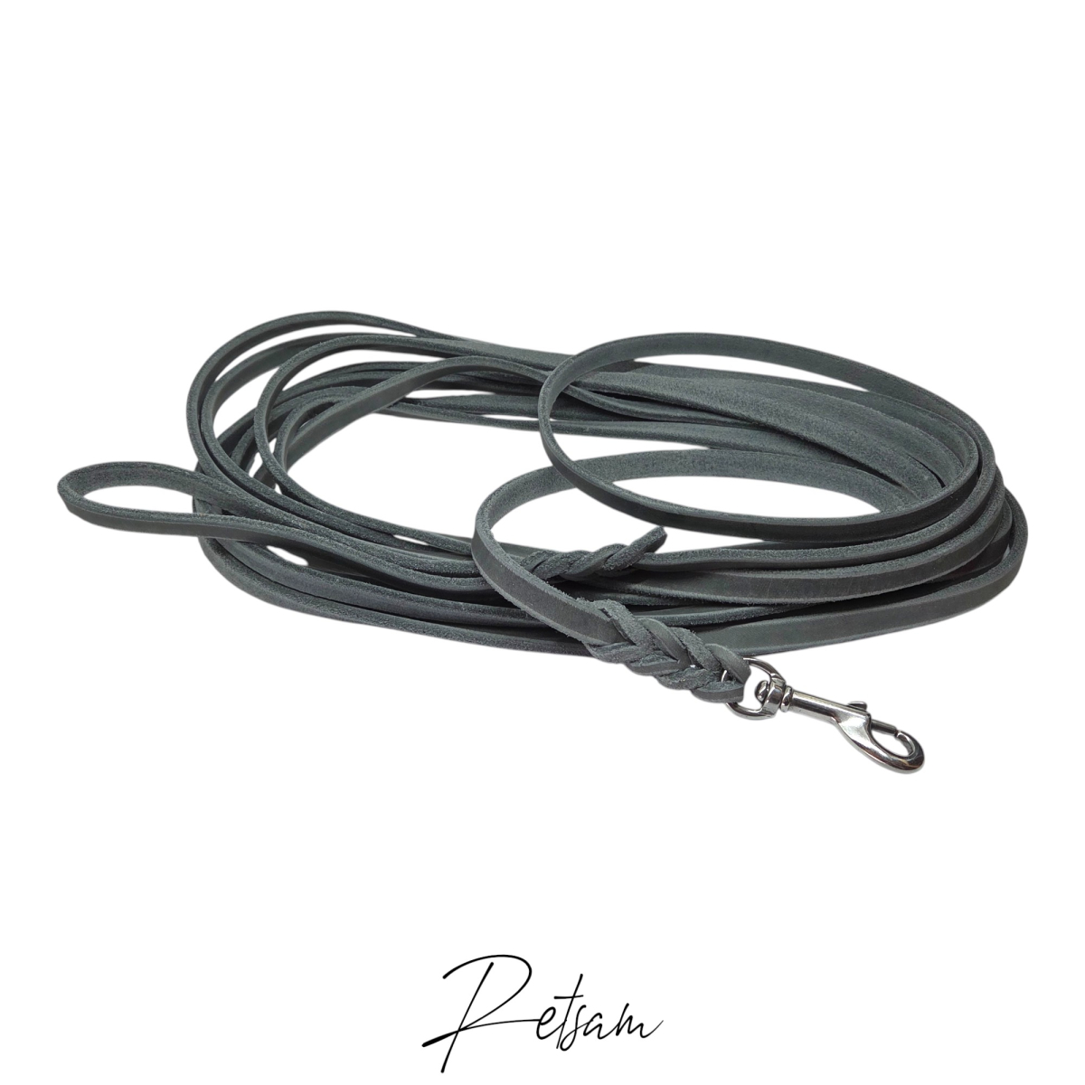 Fettlederleine, 7m Länge, Edelstahl Karabiner MIT Handschlaufe