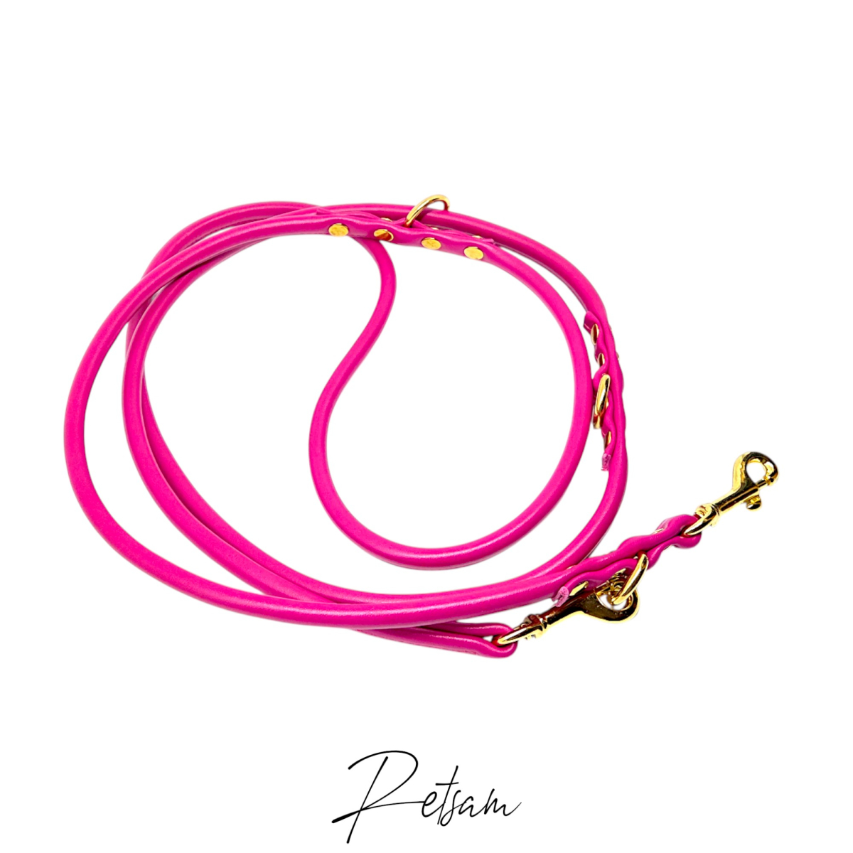3fach verstellbarte Leine, rundgenäht aus einem Stück, crazy pink 2m