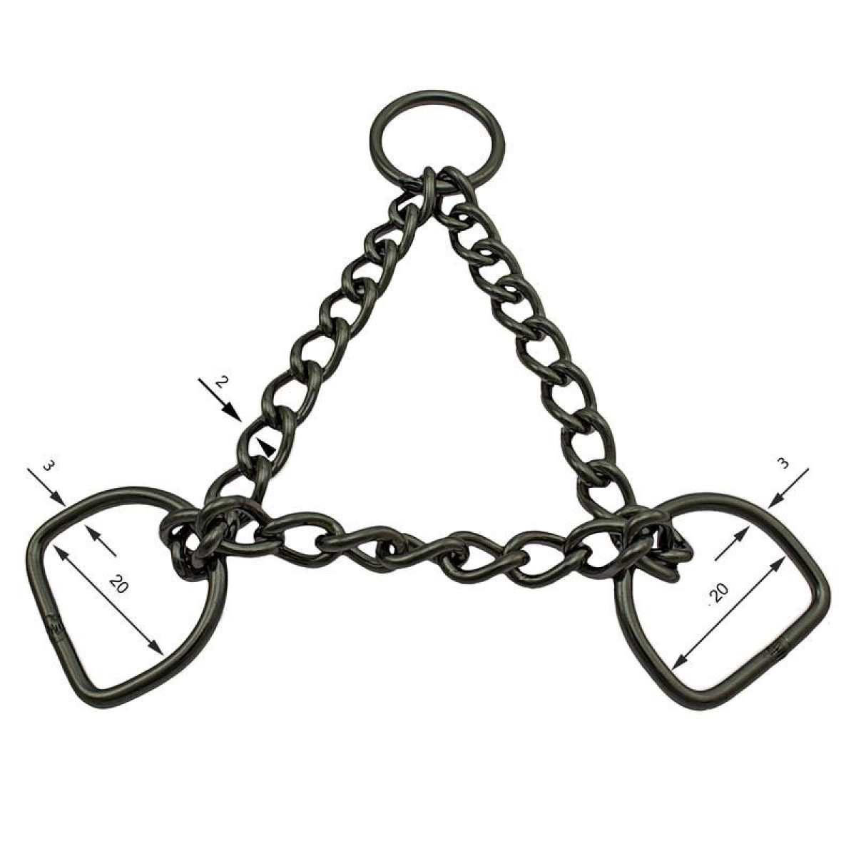 Edelstahl Schwarz Zugstopkette 20mm D-Ringe (6)
