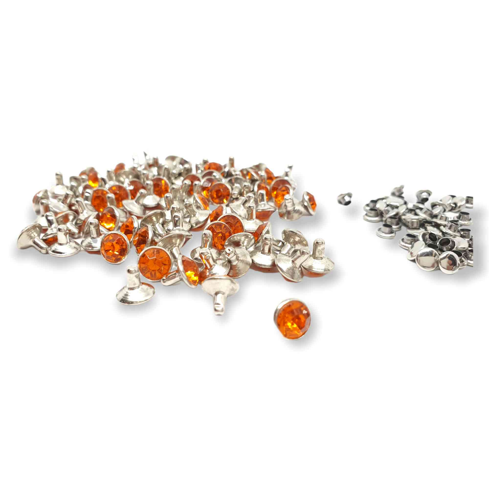 YORK Strassnieten ORANGE 8mm silber Fassung 10 Stk