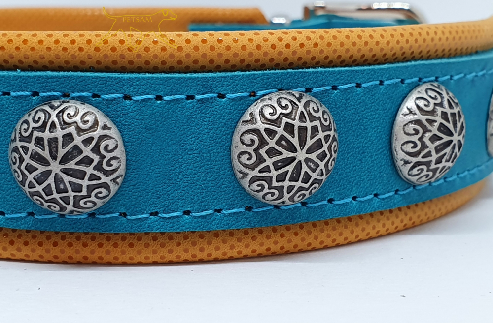 Fettleder Halsband & Kugelnieten mit Unterlegung