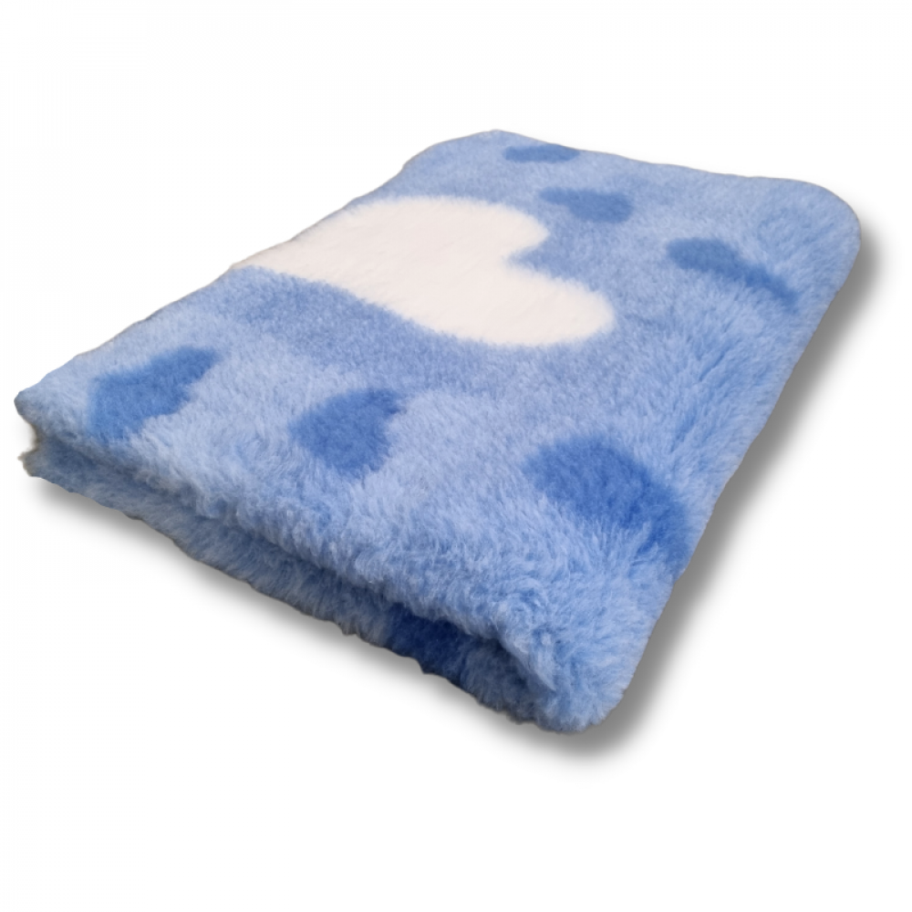 Vetbed blau mit Herz 100cm x 150cm, Antirutsch-Beschichtung