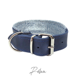Fettleder Halsband Edelstahl Rollschnalle mit Unterlegung