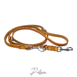 3fach verstellbare Fettlederleine, Edelstahl Karabiner