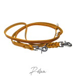 Fettlederleine *genäht* 3fach verstellbar Edelstahl SCHERENkarabiner *Wunschfarbe*