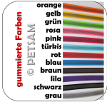 Gummierte Langzügel mit Schwarze Scherenhaken genäht