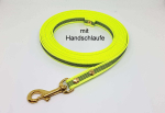 Gummierte Sportleine 10,00m geschraubt Messing Karabiner MIT Handschlaufe Schleppleine