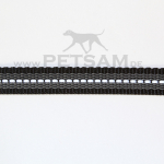 REFLEX gummierte Meterware 20mm schwarz, silberner Reflexstreifen, 6 Gummifäden